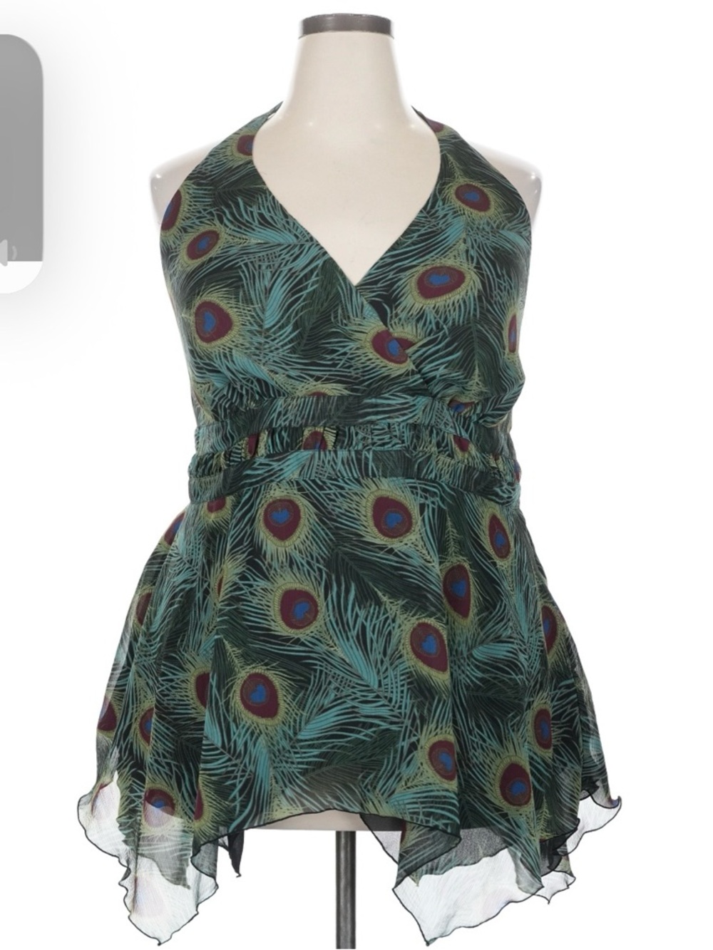 Lane Bryant Green Peacock Print Halter Camisole